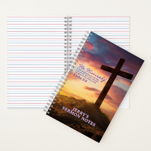 Silhouette Cross Scripture Verse Personalisiert Notizblock (Innen)