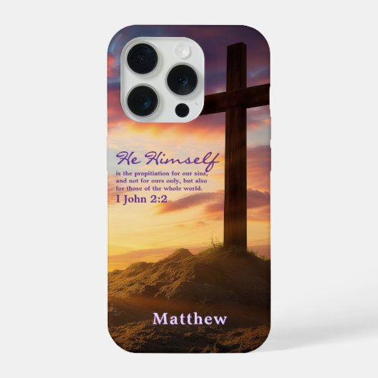 Silhouette Cross Scripture Verse Personalized iPhone Hülle (Rückseite)