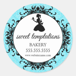 Silhouette Cupcake Lady Bäckerei Verpackung Runder Aufkleber