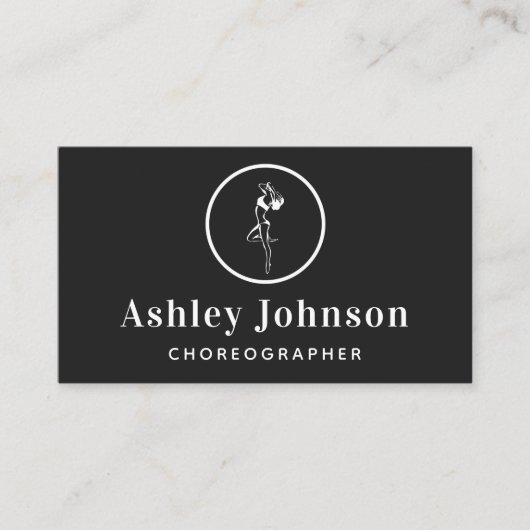 Silhouette Dancer Female Elegante Choreograf Visitenkarte (Vorderseite)