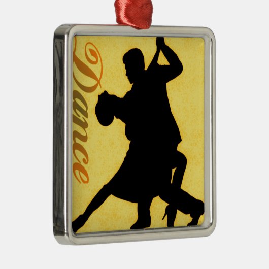 Silhouette Dancing Couple Silbernes Ornament (Rechts)