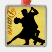 Silhouette Dancing Couple Silbernes Ornament (Vorne)