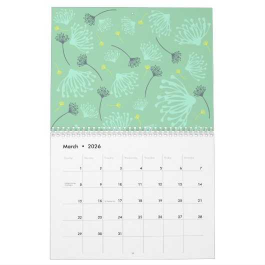 Silhouette Dandelion Kalender (Mär 2026)