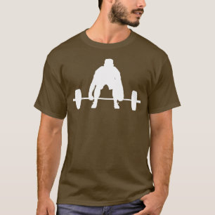 Silhouette Deadhefting Deadlifter Gym Fitness Weiß T-Shirt