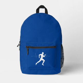 Silhouette Deep Blue Running Runners Bedruckter Rucksack