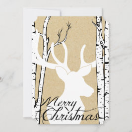 Silhouette Deer Birch Forest Holiday Feiertagskarte