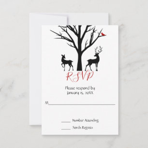 Silhouette Deer Couple Winter Liebe Hochzeit RSVP Karte