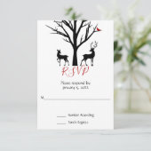 Silhouette Deer Couple Winter Liebe Hochzeit RSVP Karte (Stehend Vorderseite)