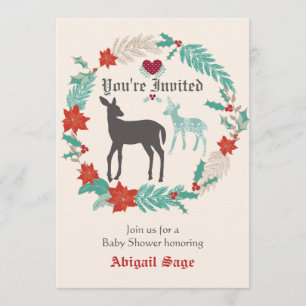Silhouette Deer Folk Art Winter Kinderdusche Einladung