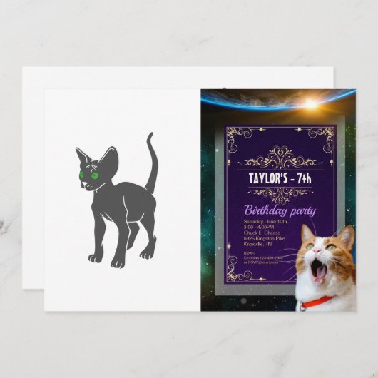 Silhouette der ägyptischen Katze - Wählen Sie die  Einladung (Vorne/Hinten)