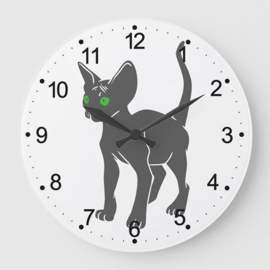 Silhouette der ägyptischen Katze - Wählen Sie die Große Wanduhr (Vorderseite)