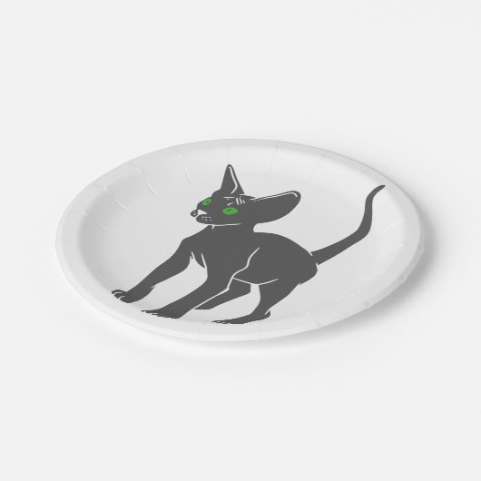 Silhouette der ägyptischen Katze - Wählen Sie die  Pappteller (Schrägansicht)