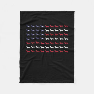 Silhouette der amerikanischen Flagge Dackel 4. Jul Fleecedecke