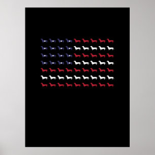 Silhouette der amerikanischen Flagge Dackel 4. Jul Poster