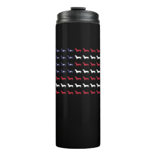 Silhouette der amerikanischen Flagge Dackel 4. Jul Thermosbecher