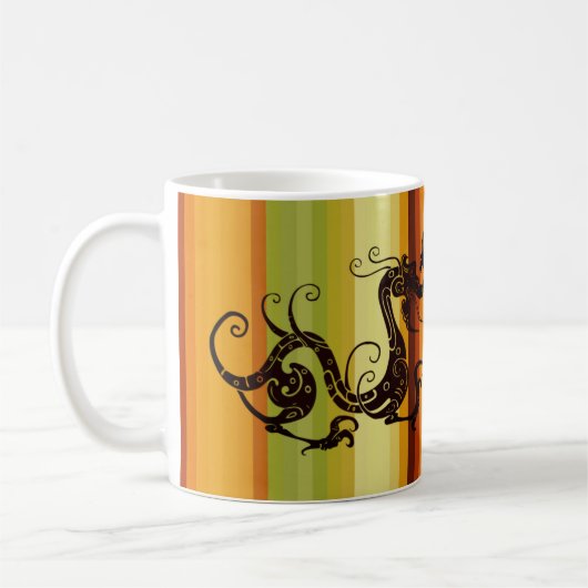 Silhouette der asiatischen Stammesdrachen Kaffeetasse (Links)