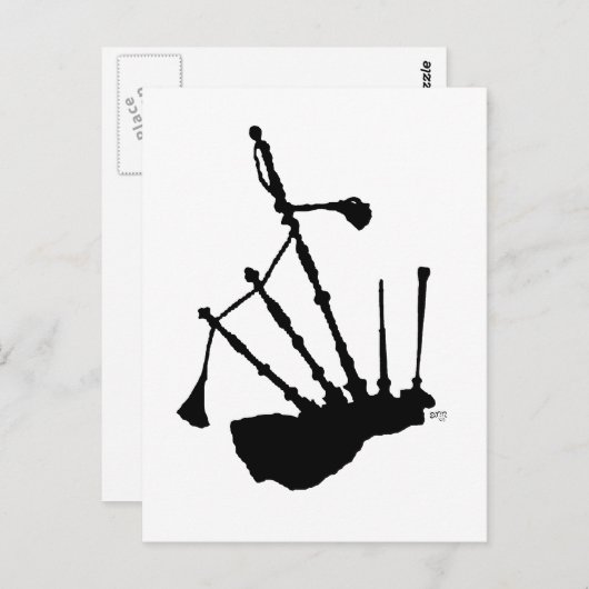 Silhouette der Bagpipe Postkarte (Vorne/Hinten)
