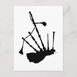 Silhouette der Bagpipe Postkarte