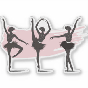 Silhouette der Balletttänzer auf Rosa Pinselstrich Aufkleber