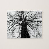 Silhouette der Bäume in Schwarz und Weiß Puzzle (Horizontal)