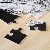 Silhouette der Bäume in Schwarz und Weiß Puzzle (Seite)