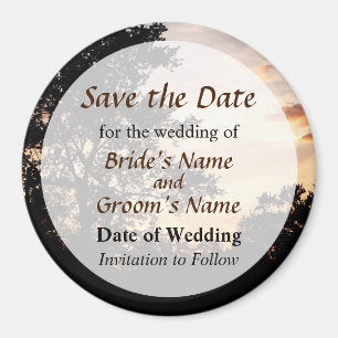Silhouette der Bäume Save the Date Magnet