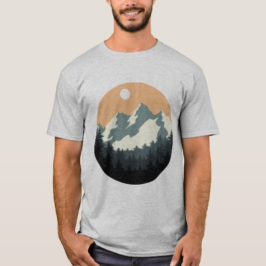Silhouette der Berg- und Waldlandschaft T-Shirt (Vorderseite)