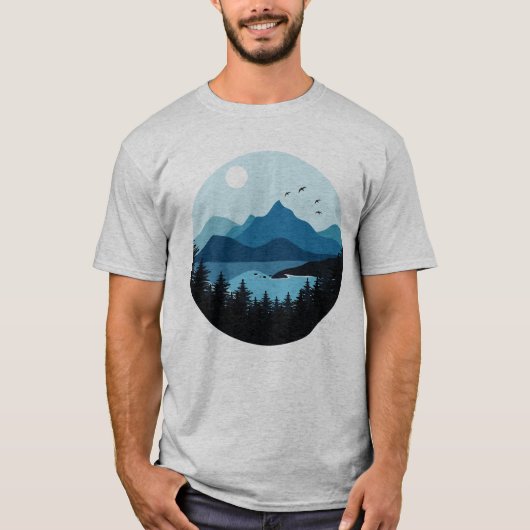 Silhouette der Blauen Berge und Wälder T-Shirt (Vorderseite)