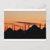 Silhouette der Blauen Moschee und Hagia Sophia Postkarte (Vorderseite)