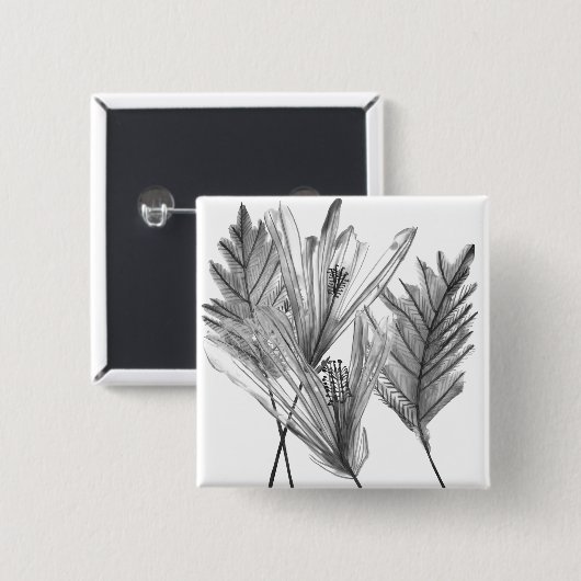 Silhouette der Blume - Grau Button (Vorne & Hinten)