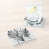 Silhouette der Blume - Grau Glasuntersetzer (Schrägansicht)