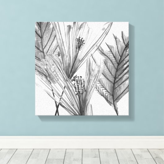 Silhouette der Blume - Grau Leinwanddruck (Insitu (Holzboden))