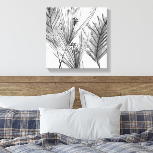 Silhouette der Blume - Grau Leinwanddruck (Insitu (Schlafzimmer))