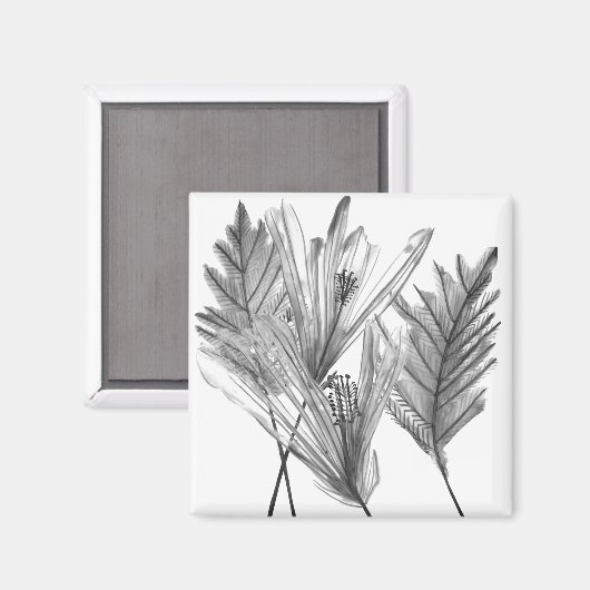 Silhouette der Blume - Grau Magnet (Vorderseite/Rückseite)