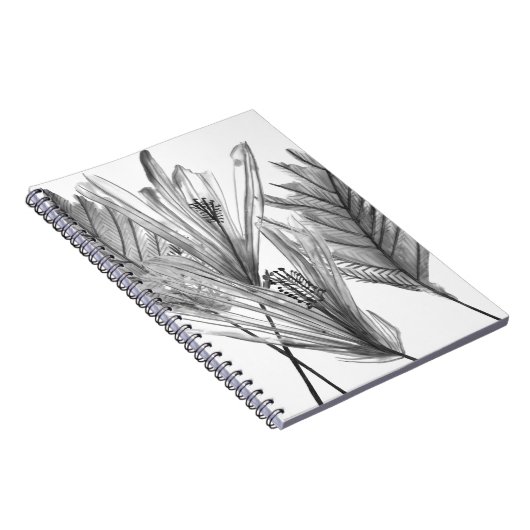 Silhouette der Blume - Grau Notizblock (Rechte Seite)