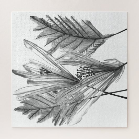 Silhouette der Blume - Grau Puzzle (Vertikal)