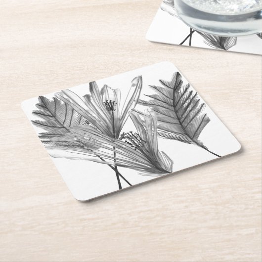 Silhouette der Blume - Grau Rechteckiger Pappuntersetzer (angewinkelt)