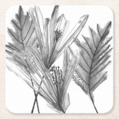 Silhouette der Blume - Grau Rechteckiger Pappuntersetzer (Vorderseite)