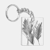 Silhouette der Blume - Grau Schlüsselanhänger (Vorderseite links)
