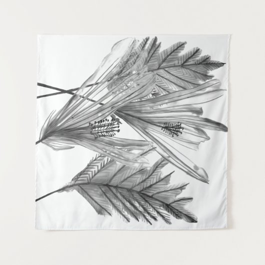 Silhouette der Blume - Grau Wandteppich (Vorderseite (Horizontal))