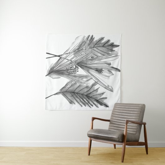 Silhouette der Blume - Grau Wandteppich (Beispiel (Horizontal))