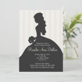 Silhouette der Braut - Brautparty Streifen (Elfenb Einladung (Stehend Vorderseite)