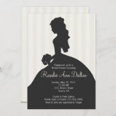 Silhouette der Braut - Brautparty Streifen (Elfenb Einladung (Vorne/Hinten)