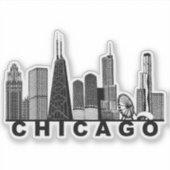 Silhouette der Chicago-Skyline Aufkleber (Vorderseite)