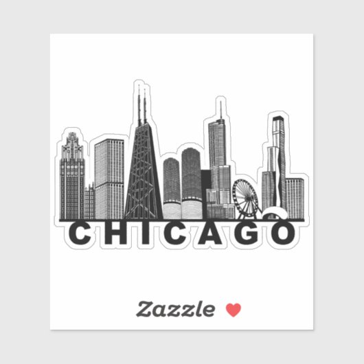 Silhouette der Chicago-Skyline Aufkleber (Blatt)