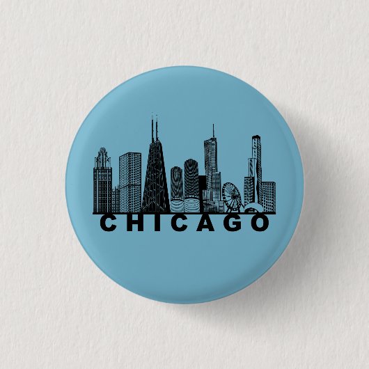 Silhouette der Chicago-Skyline Button (Vorderseite)
