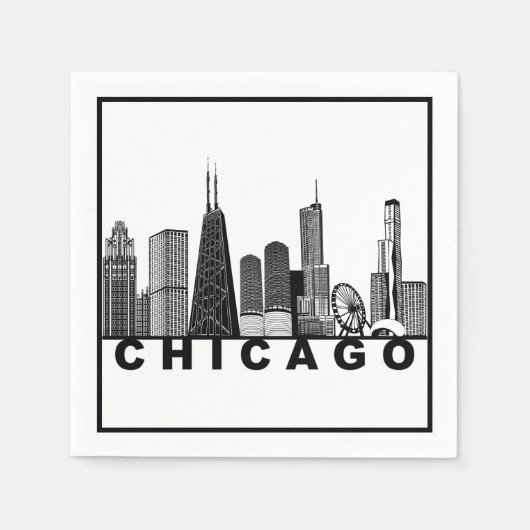 Silhouette der Chicago-Skyline Serviette (Vorderseite)