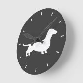 Silhouette der Dackel - Hunde mit Kurzer Dackel Runde Wanduhr (Winkel)