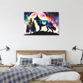 Silhouette der deutschen Hirten auf dem Mondberg Leinwanddruck (Insitu (Schlafzimmer))