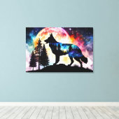 Silhouette der deutschen Hirten auf dem Mondberg Leinwanddruck (Insitu (Holzboden))